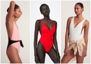 mallas enterizas escote lateral moda en trajes de baño verano 2019