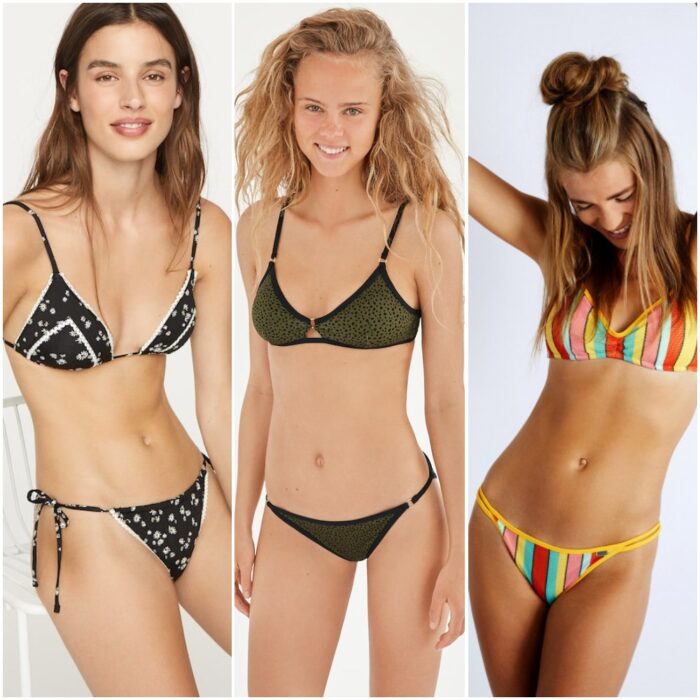 bikini con parte inferior pequeña moda verano 2021