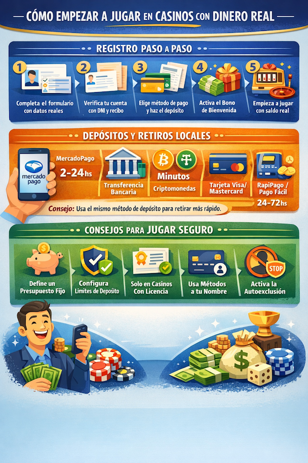 Cómo empezar a jugar en casinos con dinero real