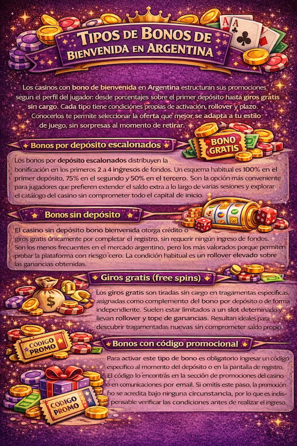 Tipos de bonos de bienvenida en Argentina